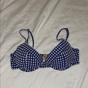 White Fox Blue Gingham Bikini Top